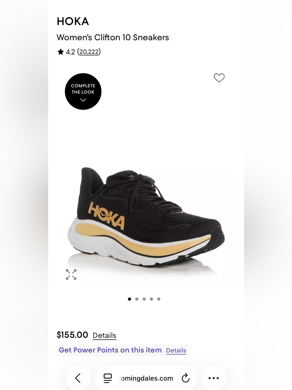 Hoka Women’s Clifton 10 Sneaker in Black/Gold size 7.5 New in Box